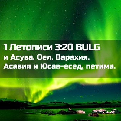 Picture 02 - 1 Летописи 3:20 BULG - и Асува, Оел, Варахия, - Bible Verse Picture