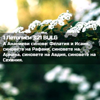 Picture 02 - 1 Летописи 3:21 BULG - А Ананиеви синове: Фелатия - Bible Verse Picture