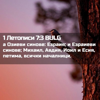 Picture 02 - 1 Летописи 7:3 BULG - а Озиеви синове: Езраия; и - Bible Verse Picture