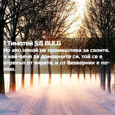 Picture 02 - 1 Тимотей 5:8 BULG - Но ако някой не промишлява - Bible Verse Picture