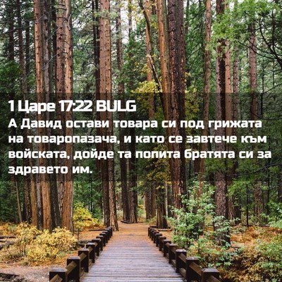 Picture 02 - 1 Царе 17:22 BULG - А Давид остави товара си - Bible Verse Picture