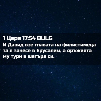 Picture 02 - 1 Царе 17:54 BULG - И Давид взе главата на - Bible Verse Picture