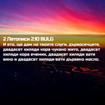 Picture 02 - 2 Летописи 2:10 BULG - И ето, ще дам на твоите - Bible Verse Picture
