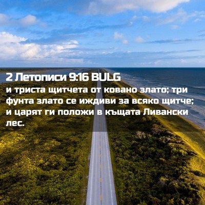 Picture 02 - 2 Летописи 9:16 BULG - и триста щитчета от ковано - Bible Verse Picture