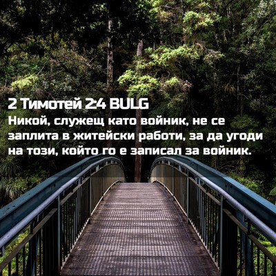 Picture 02 - 2 Тимотей 2:4 BULG - Никой, служещ като войник, - Bible Verse Picture