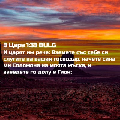 Picture 02 - 3 Царе 1:33 BULG - И царят им рече: Вземете - Bible Verse Picture
