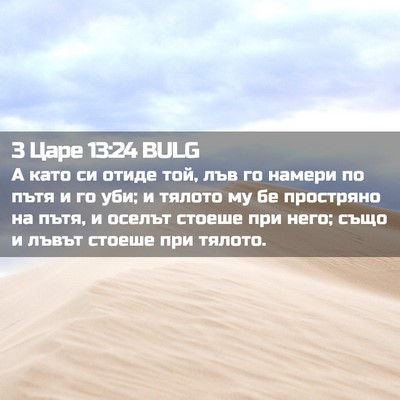 Picture 02 - 3 Царе 13:24 BULG - А като си отиде той, лъв го - Bible Verse Picture