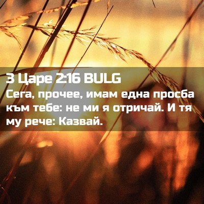 Picture 02 - 3 Царе 2:16 BULG - Сега, прочее, имам една - Bible Verse Picture