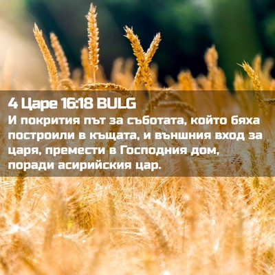 Picture 02 - 4 Царе 16:18 BULG - И покрития път за съботата, - Bible Verse Picture