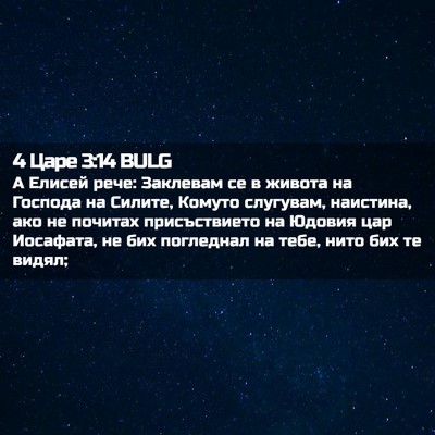 Picture 02 - 4 Царе 3:14 BULG - А Елисей рече: Заклевам се - Bible Verse Picture
