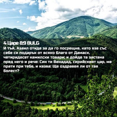 Picture 02 - 4 Царе 8:9 BULG - И тъй, Азаил отиде за да го - Bible Verse Picture