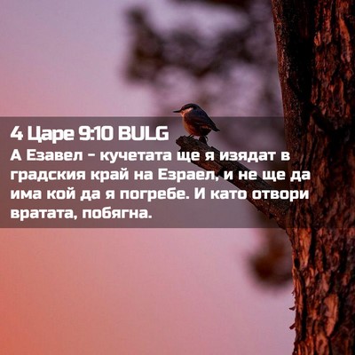 Picture 02 - 4 Царе 9:10 BULG - А Езавел - кучетата ще я - Bible Verse Picture