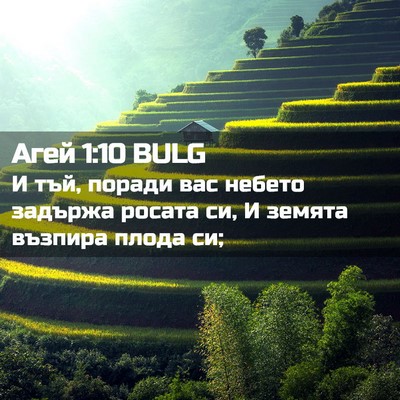 Picture 02 - Агей 1:10 BULG - И тъй, поради вас небето - Bible Verse Picture