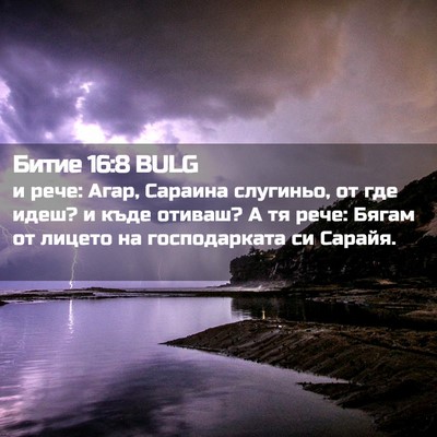 Picture 02 - Битие 16:8 BULG - и рече: Агар, Сараина - Bible Verse Picture