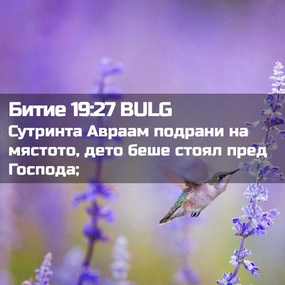 Picture 02 - Битие 19:27 BULG - Сутринта Авраам подрани на - Bible Verse Picture