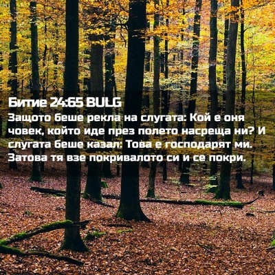 Picture 02 - Битие 24:65 BULG - Защото беше рекла на - Bible Verse Picture