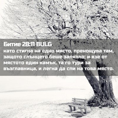 Picture 02 - Битие 28:11 BULG - като стигна на едно място, - Bible Verse Picture