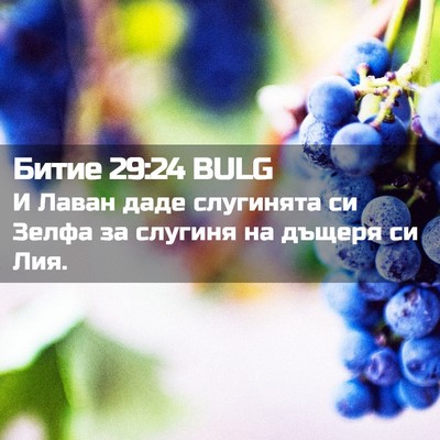 Picture 02 - Битие 29:24 BULG - И Лаван даде слугинята си - Bible Verse Picture