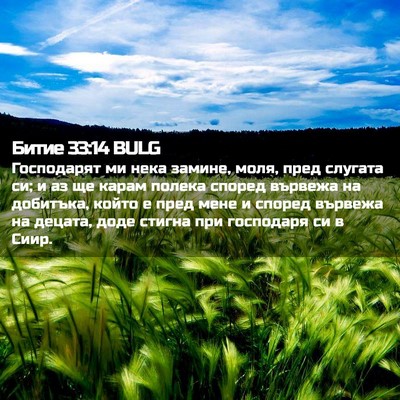 Picture 02 - Битие 33:14 BULG - Господарят ми нека замине, - Bible Verse Picture