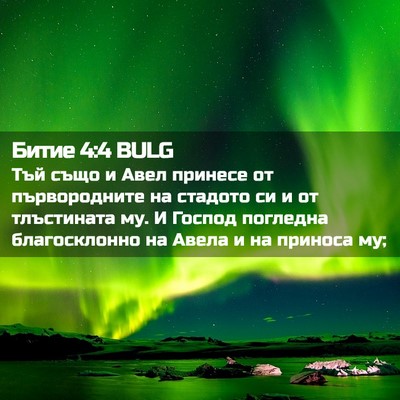 Picture 02 - Битие 4:4 BULG - Тъй също и Авел принесе от - Bible Verse Picture