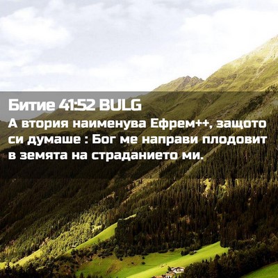 Picture 02 - Битие 41:52 BULG - А втория наименува Ефрем++, - Bible Verse Picture