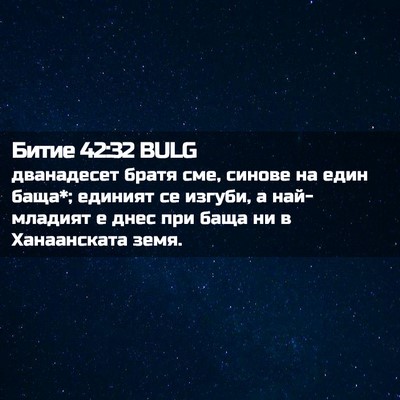 Picture 02 - Битие 42:32 BULG - дванадесет братя сме, - Bible Verse Picture