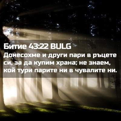 Picture 02 - Битие 43:22 BULG - Донесохме и други пари в - Bible Verse Picture