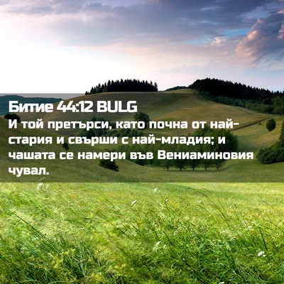 Picture 02 - Битие 44:12 BULG - И той претърси, като почна - Bible Verse Picture