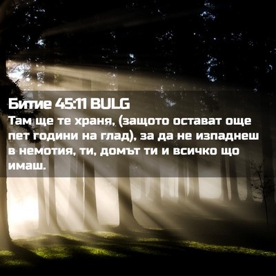 Picture 02 - Битие 45:11 BULG - Там ще те храня, (защото - Bible Verse Picture
