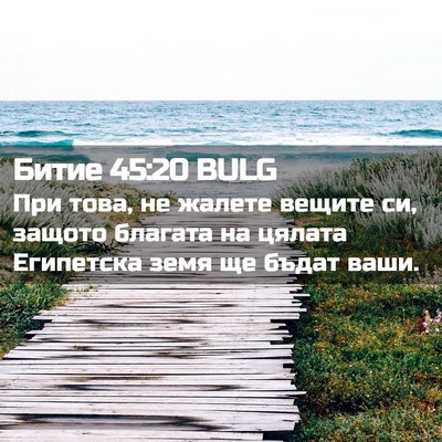 Picture 02 - Битие 45:20 BULG - При това, не жалете вещите - Bible Verse Picture