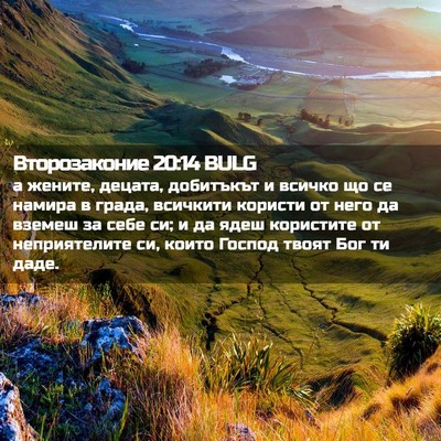 Picture 02 - Второзаконие 20:14 BULG - а жените, децата, добитъкът - Bible Verse Picture
