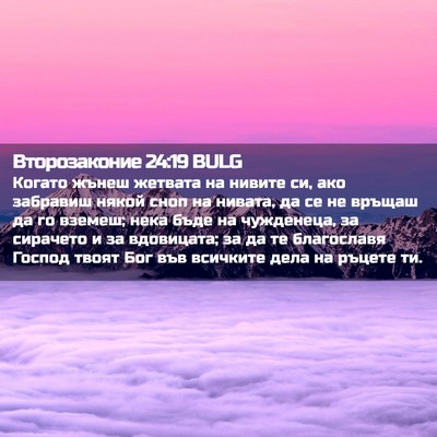 Picture 02 - Второзаконие 24:19 BULG - Когато жънеш жетвата на - Bible Verse Picture