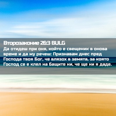 Picture 02 - Второзаконие 26:3 BULG - Да отидеш при оня, който е - Bible Verse Picture