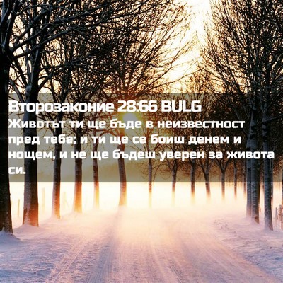 Picture 02 - Второзаконие 28:66 BULG - Животът ти ще бъде в - Bible Verse Picture