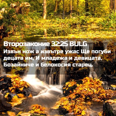 Picture 02 - Второзаконие 32:25 BULG - Извън нож а извътре ужас Ще - Bible Verse Picture