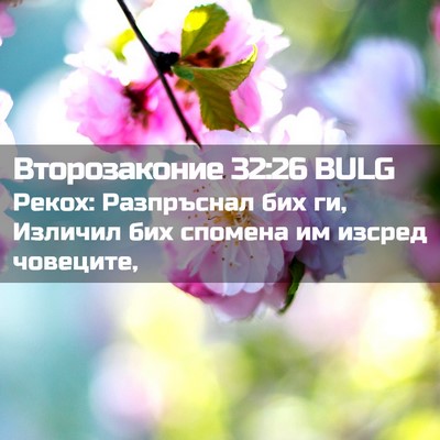 Picture 02 - Второзаконие 32:26 BULG - Рекох: Разпръснал бих ги, - Bible Verse Picture