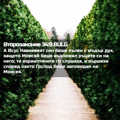Picture 02 - Второзаконие 34:9 BULG - А Исус Навиевият син беше - Bible Verse Picture