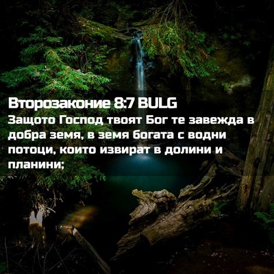 Picture 02 - Второзаконие 8:7 BULG - Защото Господ твоят Бог те - Bible Verse Picture