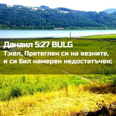 Picture 02 - Данаил 5:27 BULG - Т;кел, Претеглен си на - Bible Verse Picture