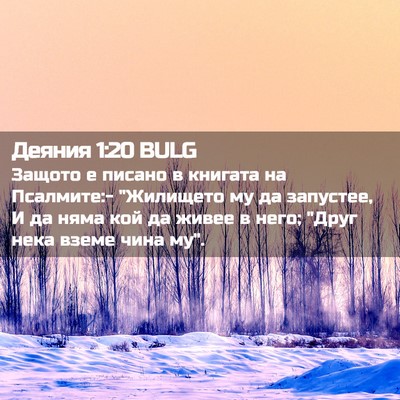Picture 02 - Деяния 1:20 BULG - Защото е писано в книгата - Bible Verse Picture