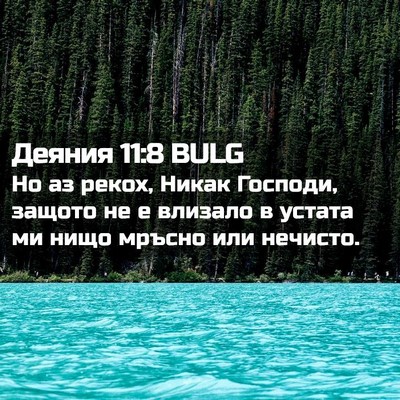 Picture 02 - Деяния 11:8 BULG - Но аз рекох, Никак Господи, - Bible Verse Picture