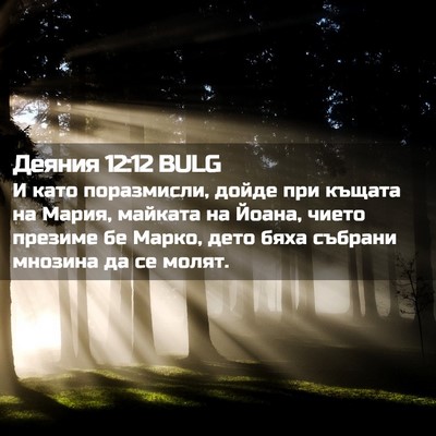 Picture 02 - Деяния 12:12 BULG - И като поразмисли, дойде - Bible Verse Picture