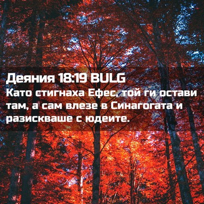 Picture 02 - Деяния 18:19 BULG - Като стигнаха Ефес, той ги - Bible Verse Picture