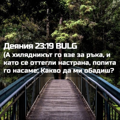 Picture 02 - Деяния 23:19 BULG - (А хилядникът го взе за - Bible Verse Picture