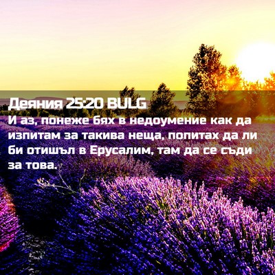 Picture 02 - Деяния 25:20 BULG - И аз, понеже бях в - Bible Verse Picture