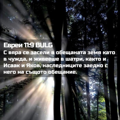 Picture 02 - Евреи 11:9 BULG - С вяра се засели в - Bible Verse Picture