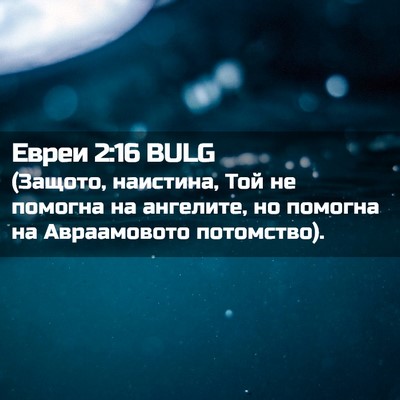 Picture 02 - Евреи 2:16 BULG - (Защото, наистина, Той не - Bible Verse Picture
