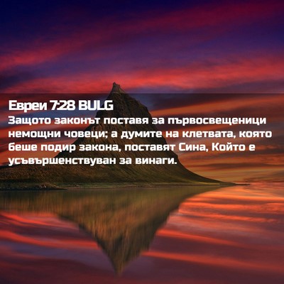 Picture 02 - Евреи 7:28 BULG - Защото законът поставя за - Bible Verse Picture