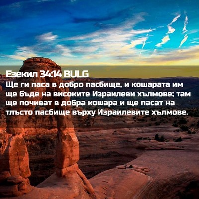 Picture 02 - Езекил 34:14 BULG - Ще ги паса в добро пасбище, - Bible Verse Picture
