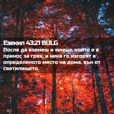 Picture 02 - Езекил 43:21 BULG - После да вземеш и юнеца, - Bible Verse Picture
